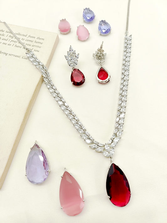 Angela Changeable Silver American Diamond Set