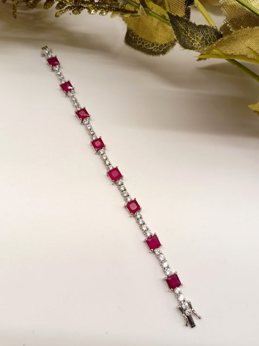 Ripple Ruby American Diamond Bracelet