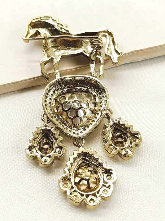 Poorav White Horse Brooch