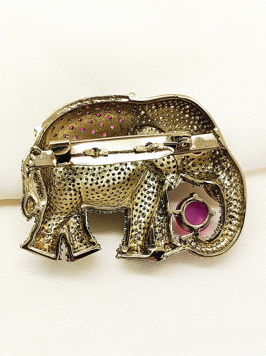 Harshil Ruby Elephant Brooch