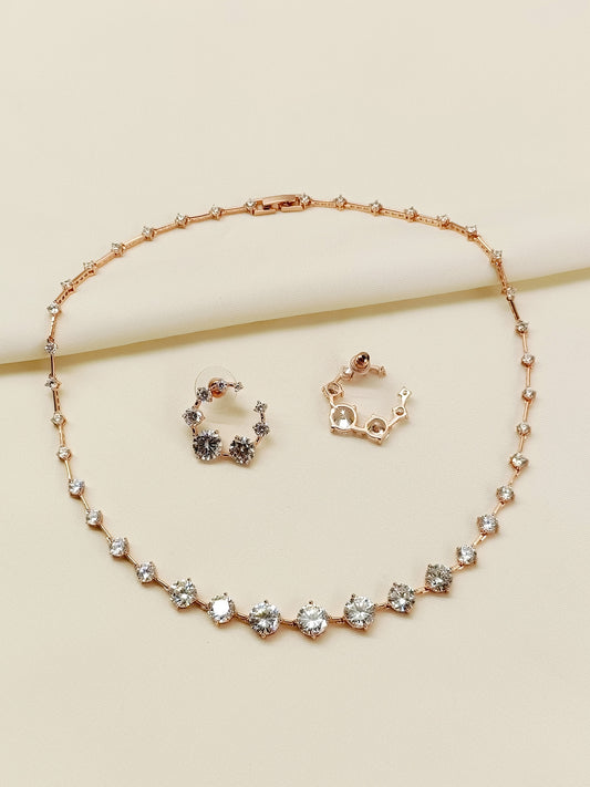 Laney Rose Gold American Diamomd Necklace Set