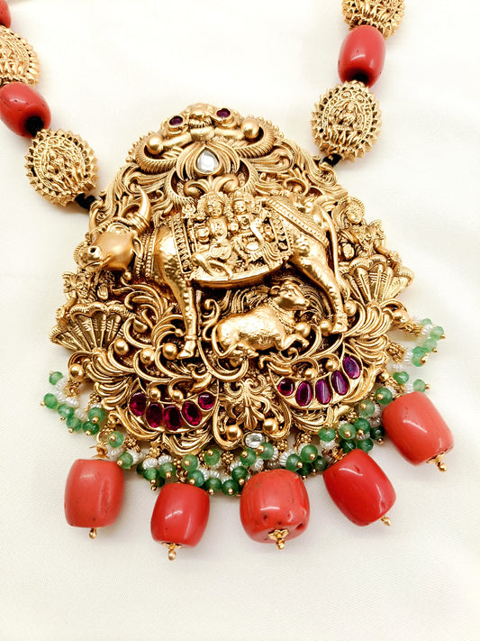 Atkarsh Coral Nandi Beads Neckpiece