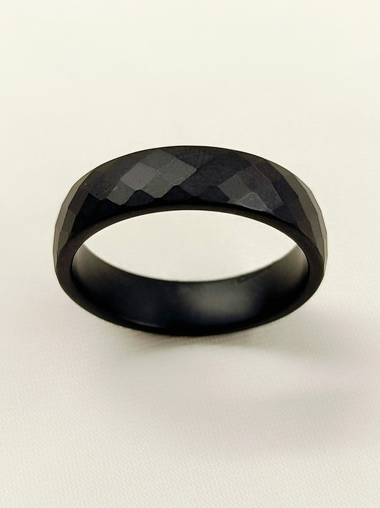 Anand Black Faceted Band Men's Ring