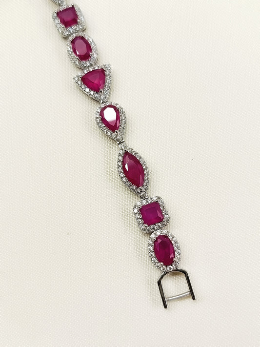 Elower Ruby American Diamond Bracelet