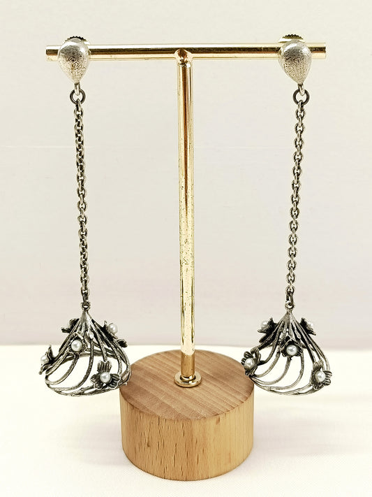 Monalisa White Pearl Oxidized Earrings