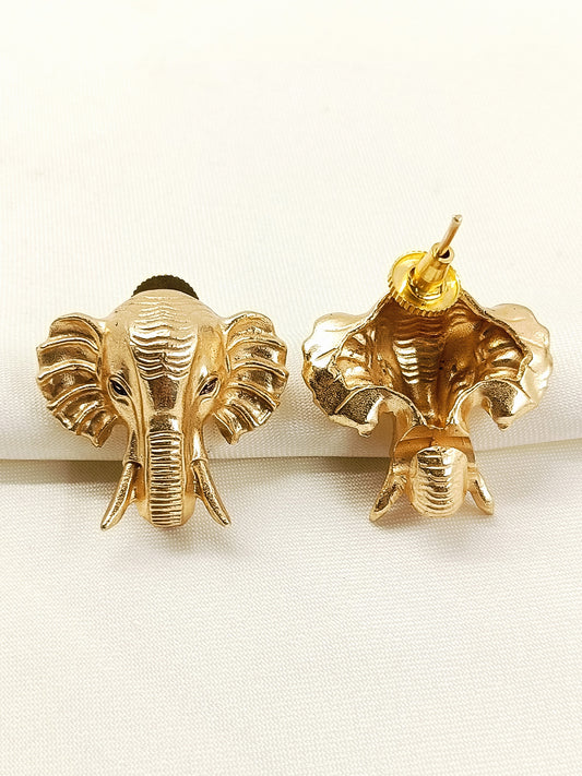 Kesar Gold Elephant Head Men's Earrings