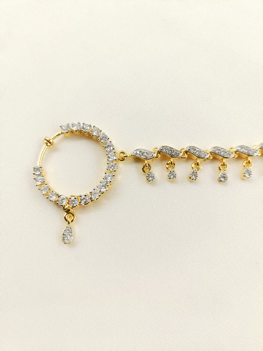 Ellora White AD Diamond Chain Nath