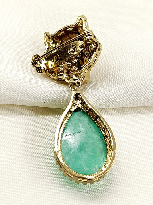 Madhurav Mint Green Lion Men's Brooch