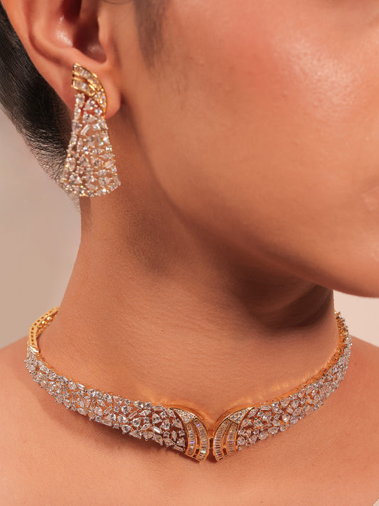 Raissa White American Diamond Choker Set