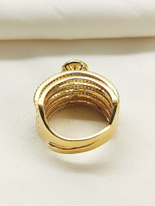 Wafa White American Diamond Finger Ring