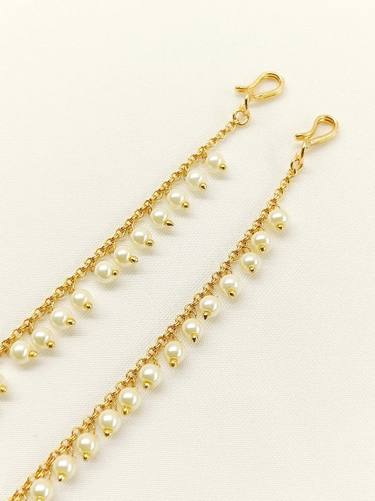 Dhwani Cream Gold Plated Ear Chain
