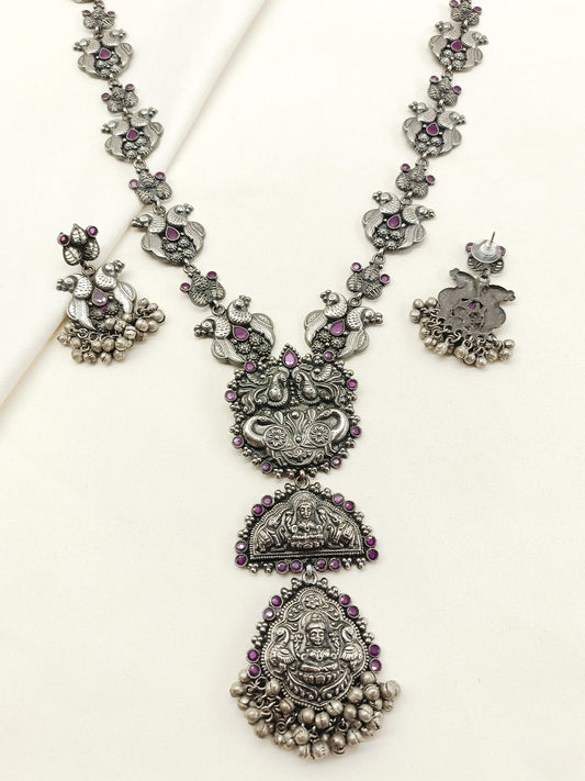 Grisha Ruby Oxidized Necklace Set