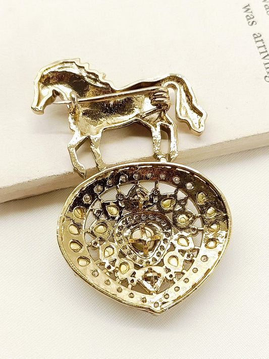 Atharva White Horse Brooch