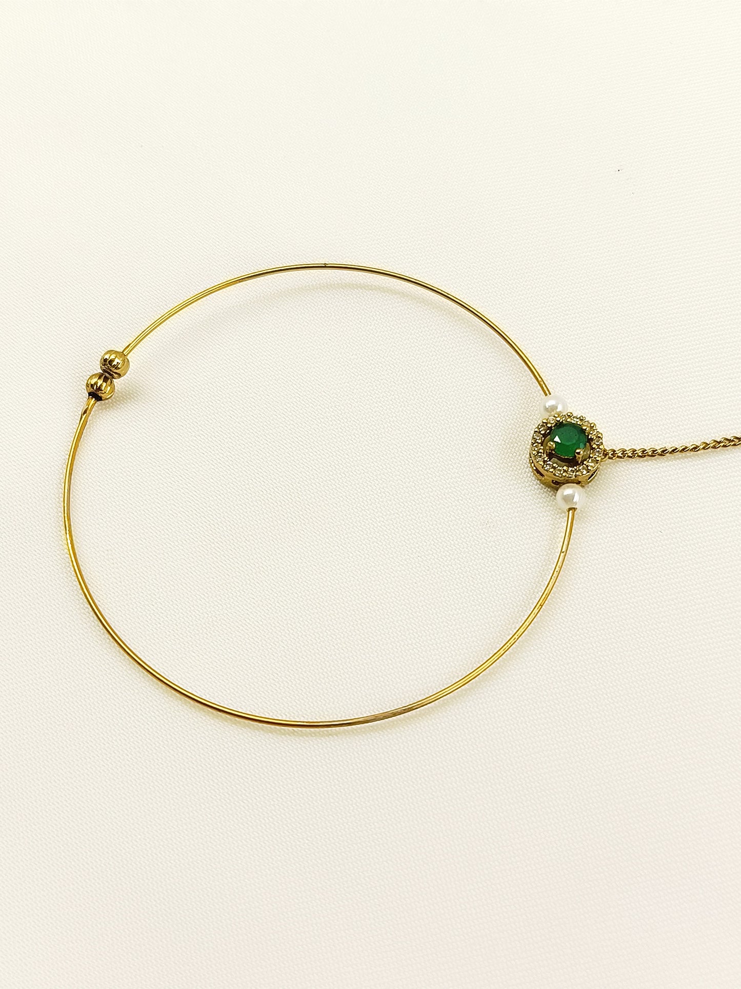 Sajani Green Antique Nath with Chain