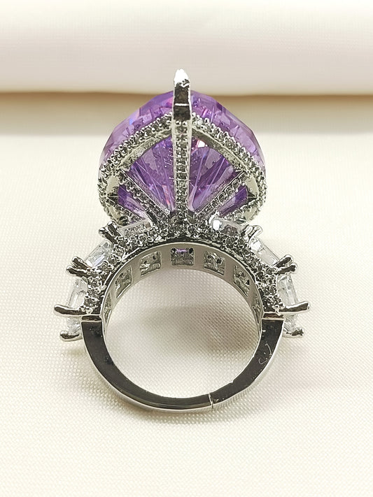 Kasvi Purple American Diamond Finger Ring