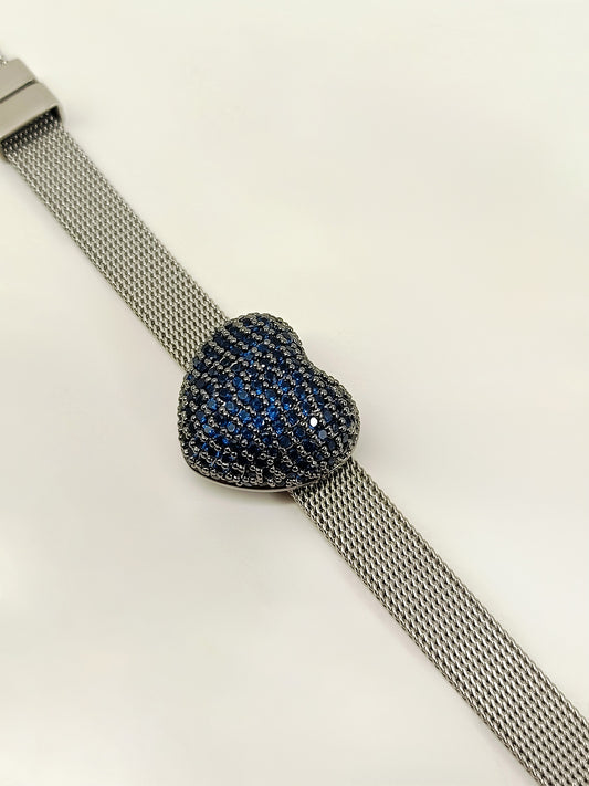 Miya Blue Sapphire Heart Shape Victorian Bracelet