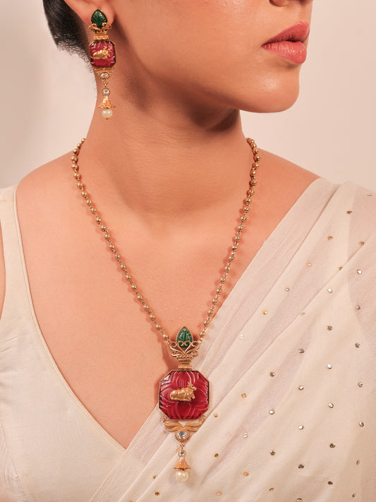 Pankhi R & G Antique Pendant Set