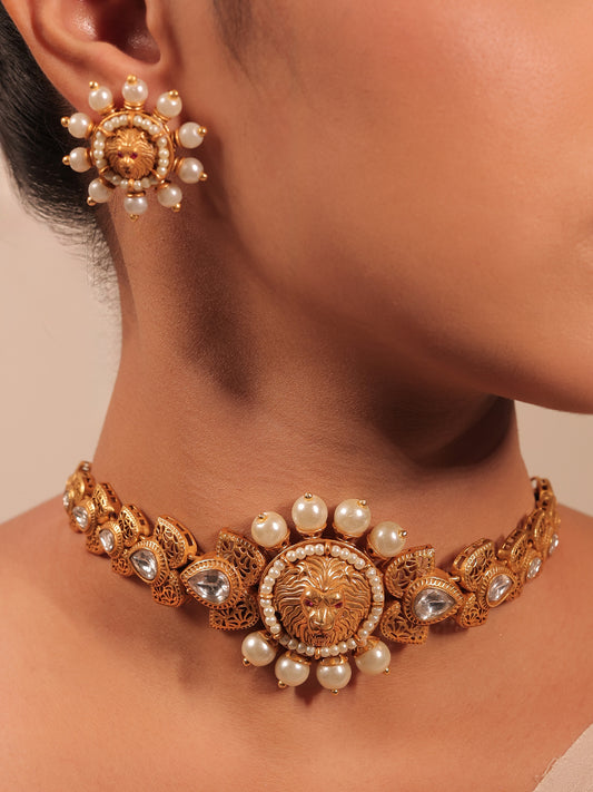 Swara White Pearl Boutique Choker Set