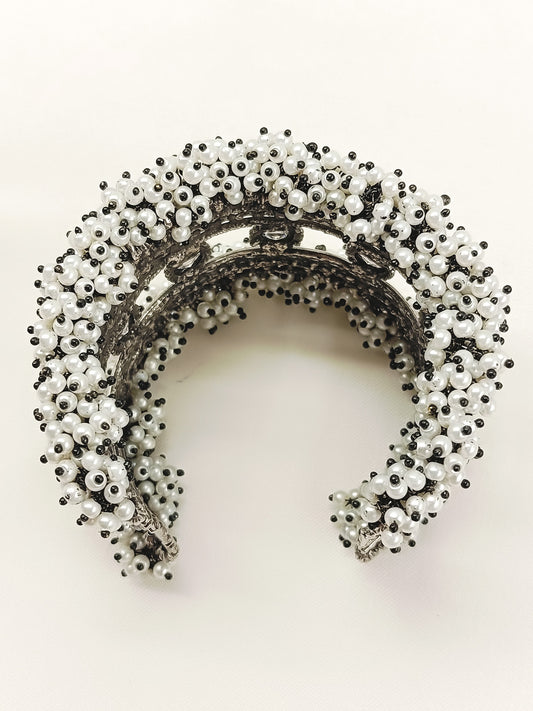 Latika White Oxidized Bracelet