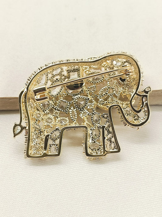 Shaurya Black Elephant Brooch