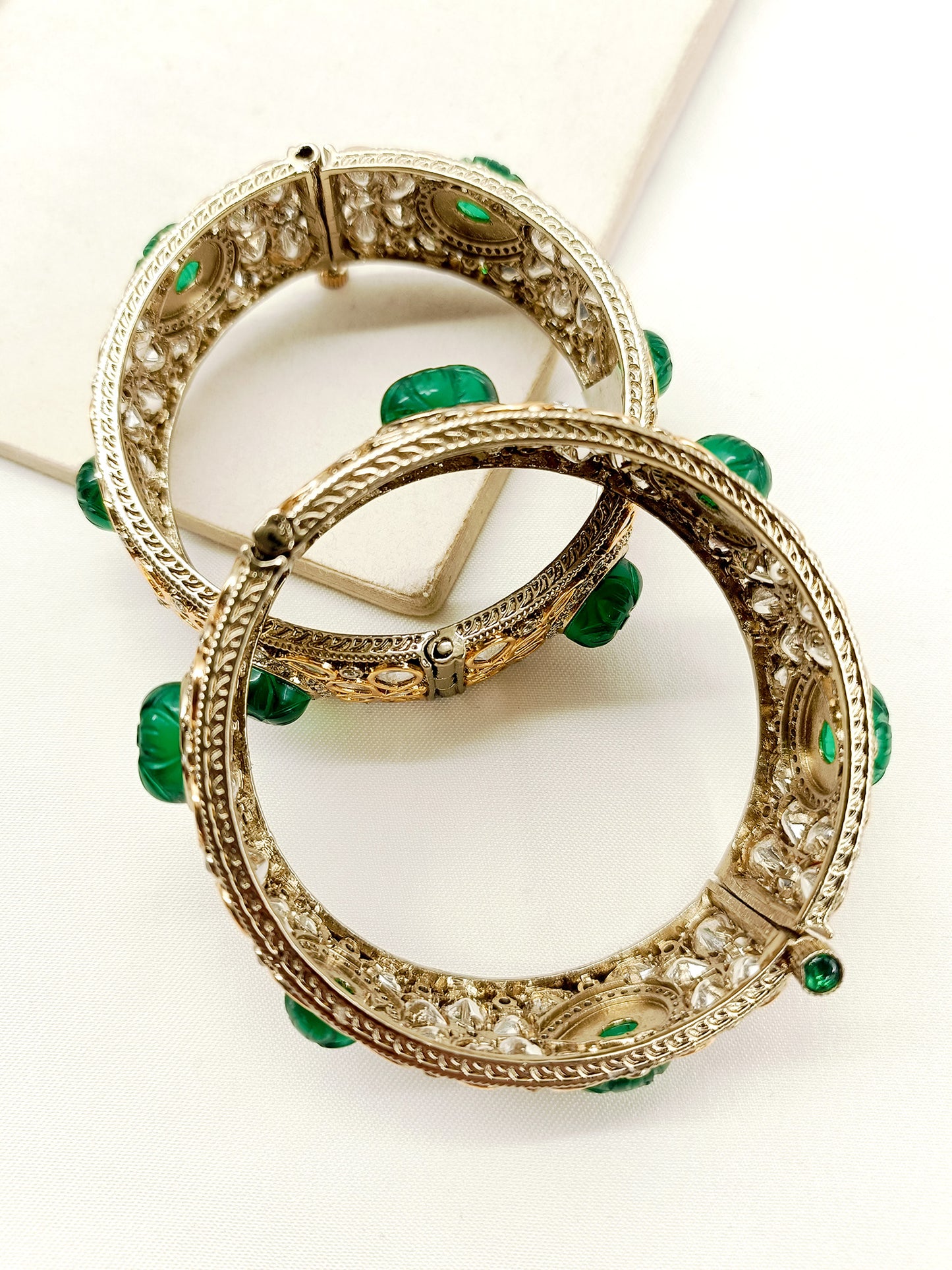 Chadni Green Kundan Bangle Set Of 2