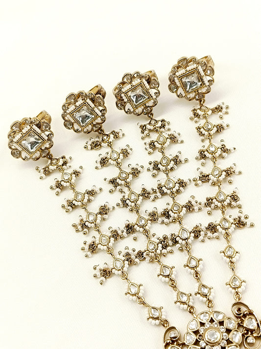 Trisha White Kundan Hathphool Set Of 2