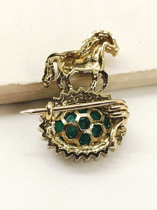 Saransh Green Horse Brooch