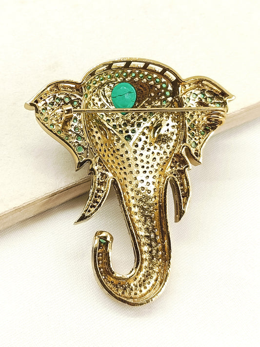 Pranav Green Elephant's Brooch