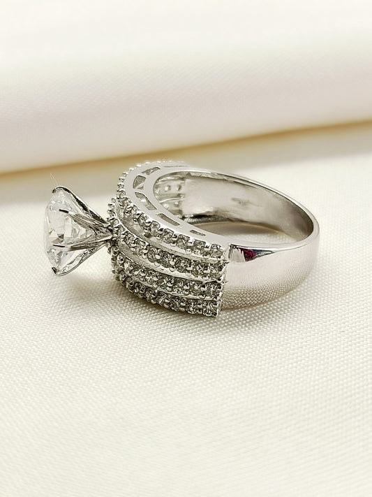 Ruheen 92.5 Silver Swarovski Stone Finger Ring