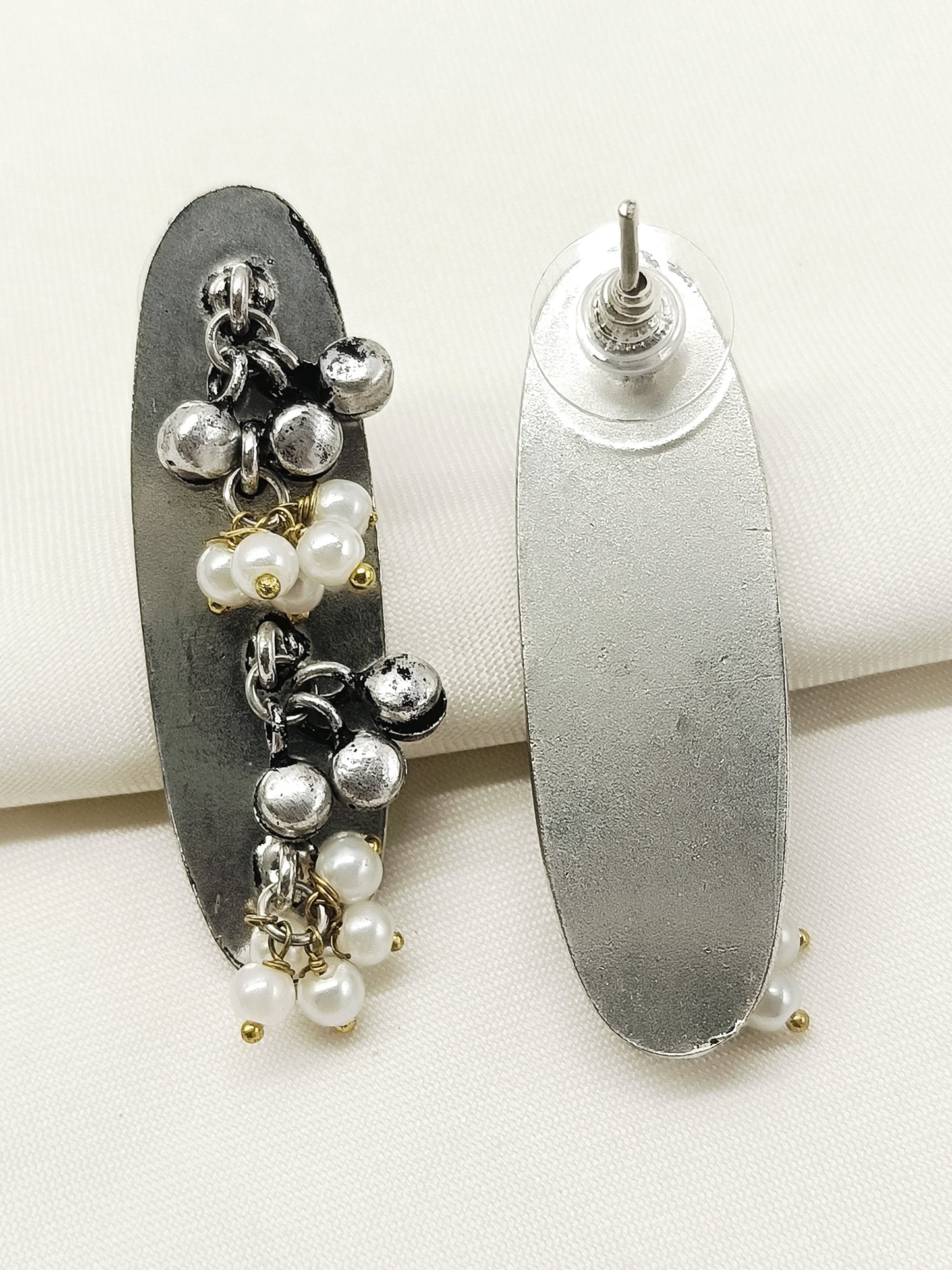 Hayat White Pearl Oxidized Tops