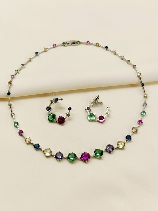Haisley Multi Colour American Diamond Necklace Set