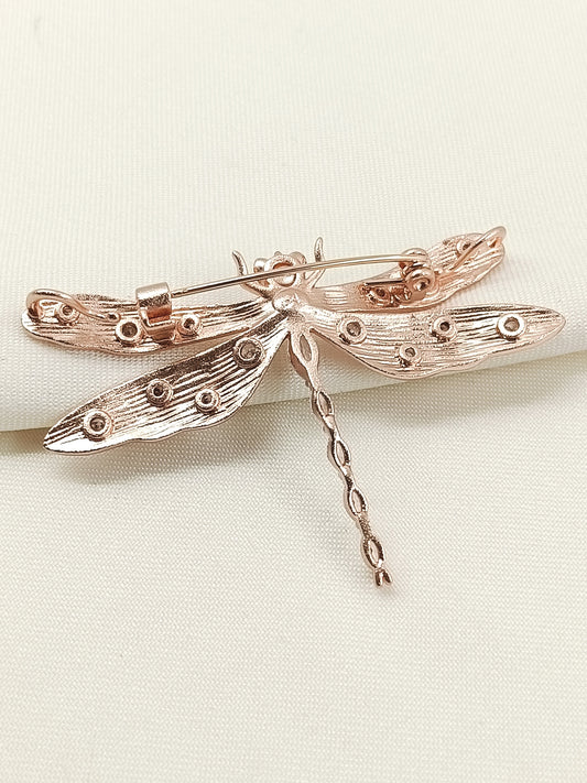 Raavi Rose Gold Dragonfly Brooch