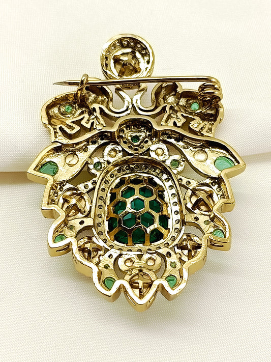Aarohan Green Elephant Men's Brooch