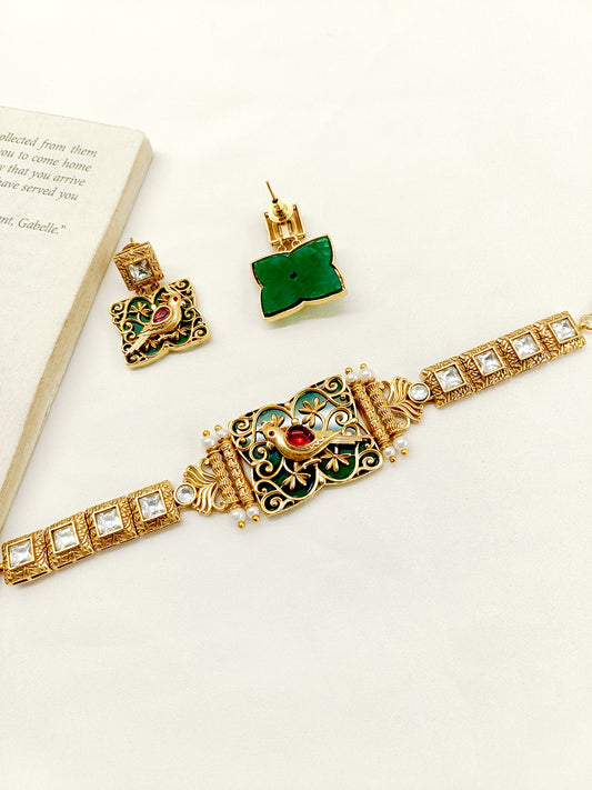 Yadavi Green Boutique Choker Set