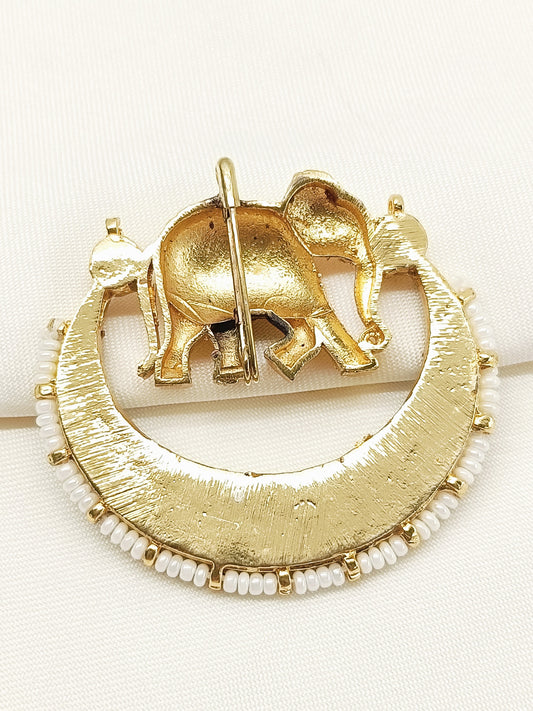 Anurag Green Elephant Brooch