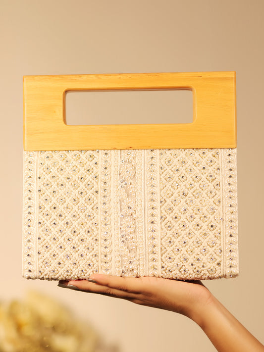 Yashaswini White Evening Clutch