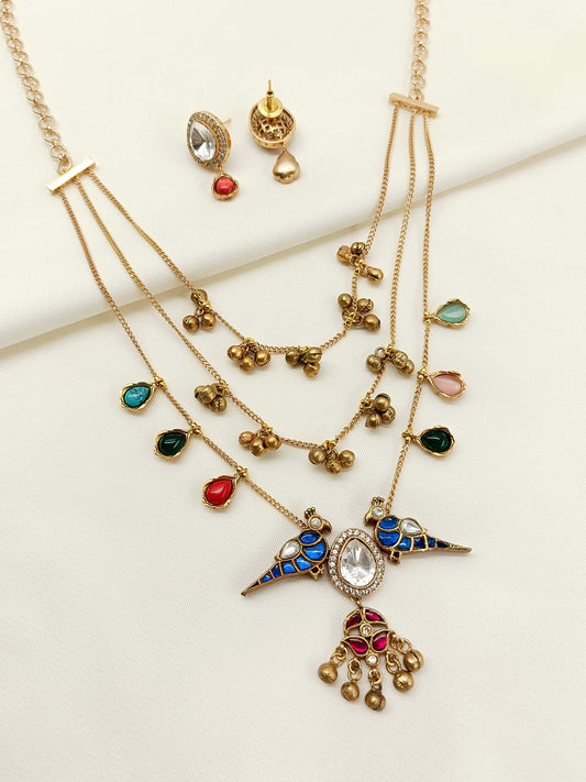 Jocelyn Multi Colour Kundan Necklace Set