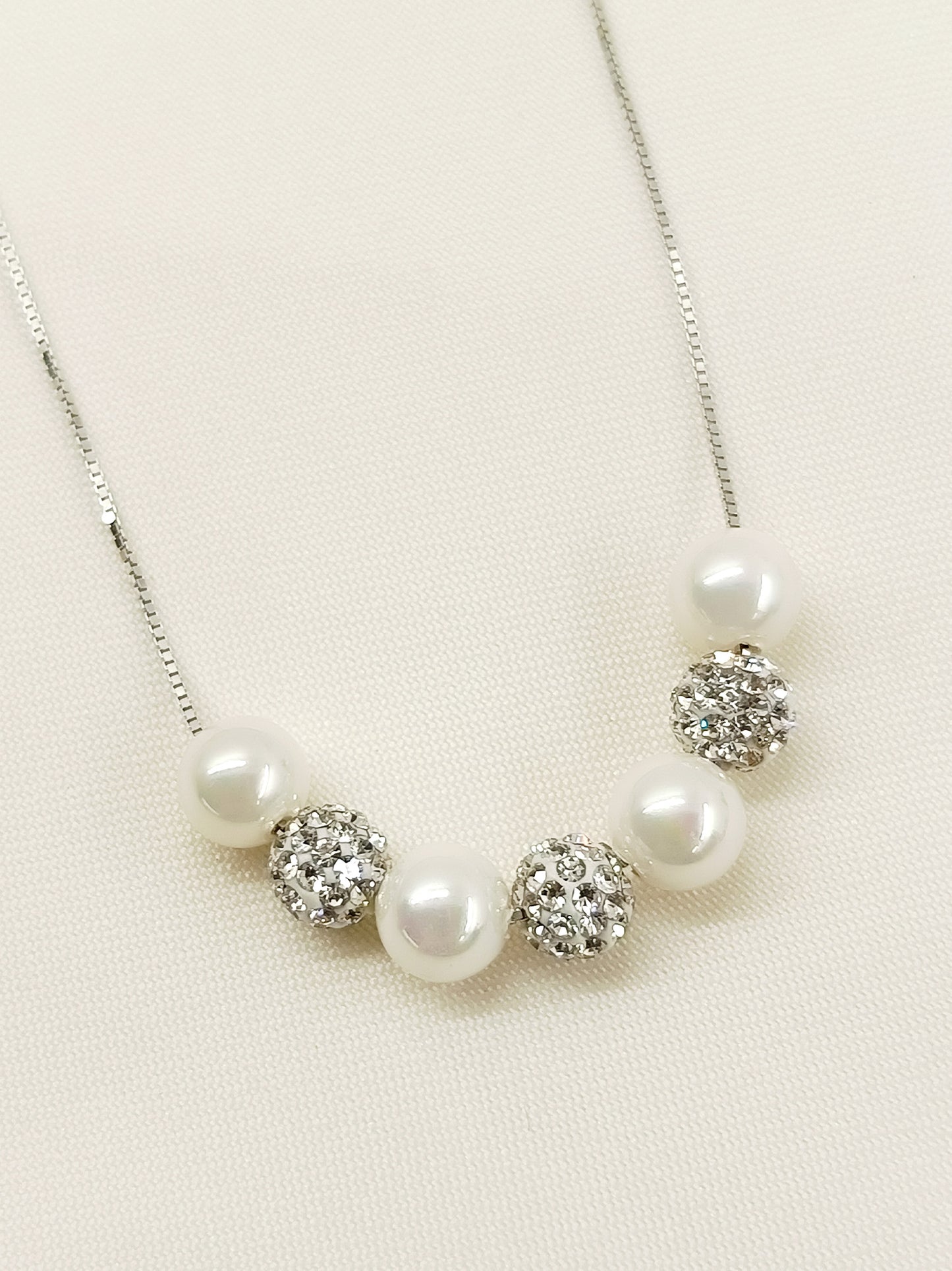 Brylee White Pearl 92.5 Silver Swarovski Stone Neckpiece