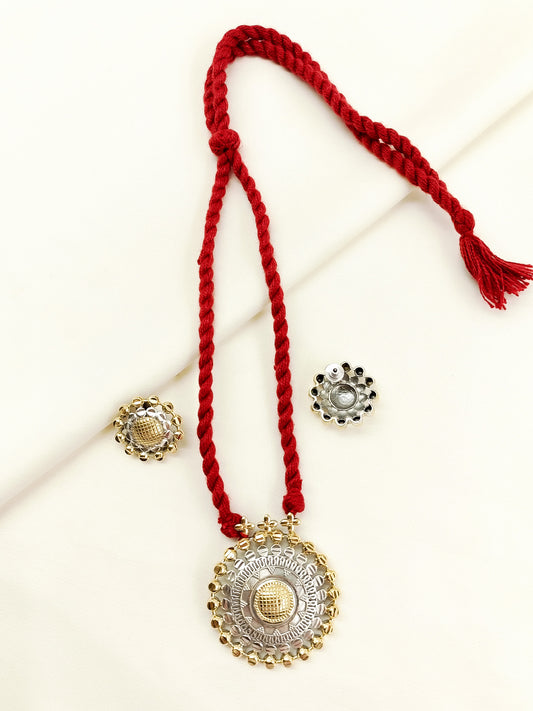Colette Red Oxidized Necklace Set