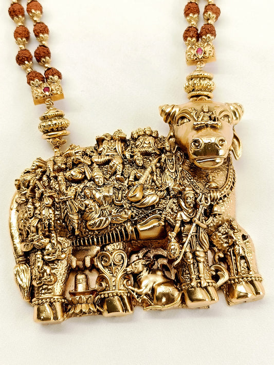 Nandi Ji Golden Groom Rudraksh Neckpiece