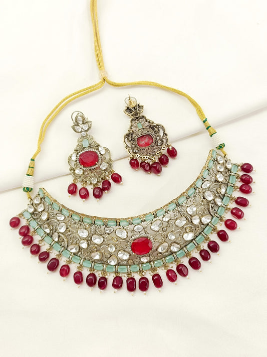 Kiya Mint Green Victorian Choker Set