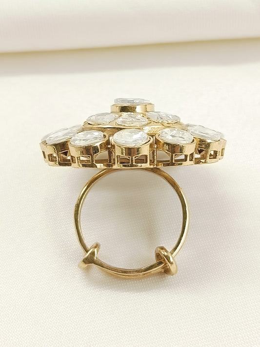 Madhurya White Kundan Finger Ring
