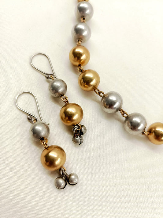 Arleen Two Tone Oxidized Necklace Set