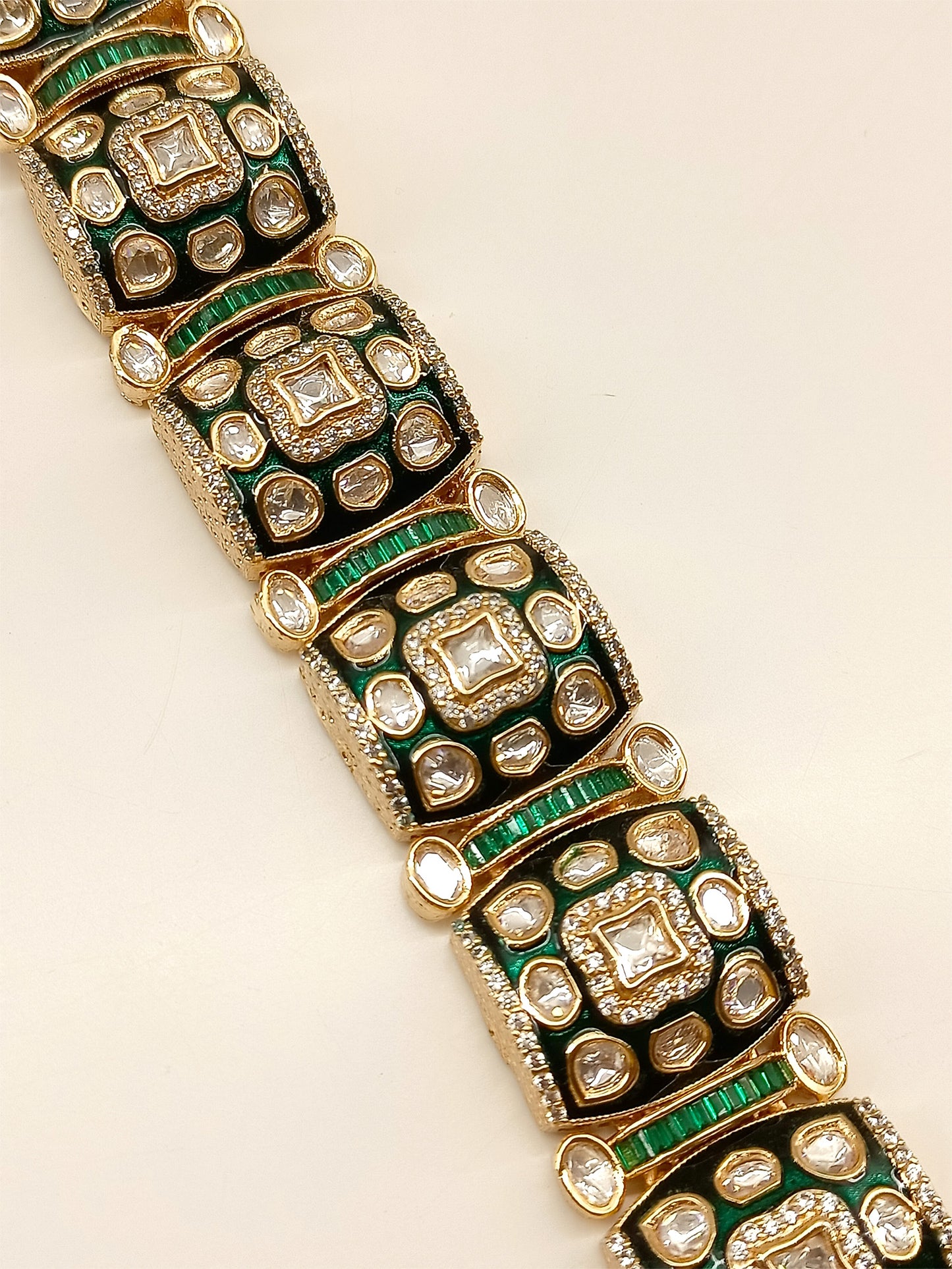 Ahira Green Kundan Bracelet