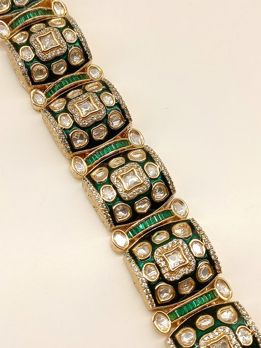 Ahira Green Kundan Bracelet