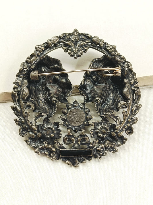 Hemansh Antique Gold Lion Men's Brooch
