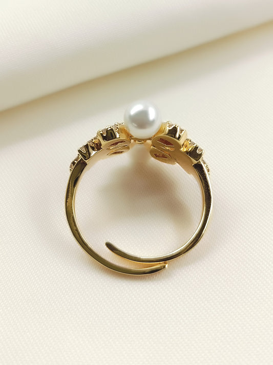 Caterpie Golden American Diamond Finger Ring