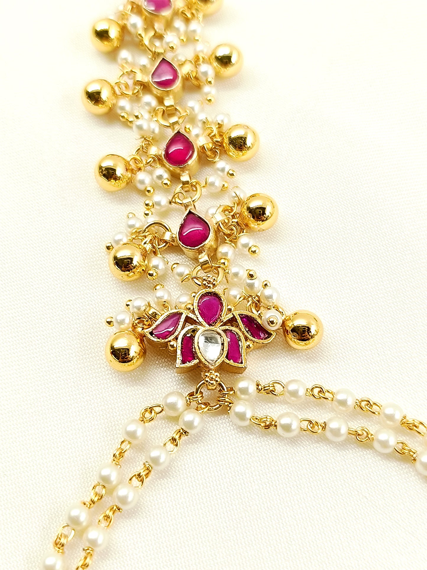Sindura Majenta Kundan Hathphool Set Of 2