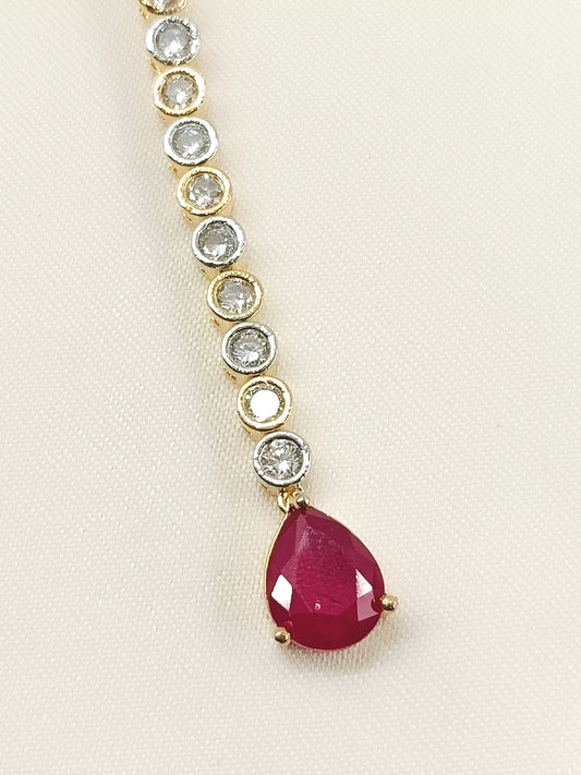 Yahvi Ruby American Diamond Teeka