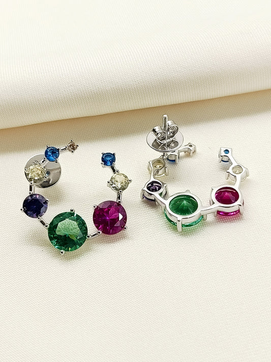 Kashmiri Multi Colour 92.5 Silver Swarovski Stone Tops